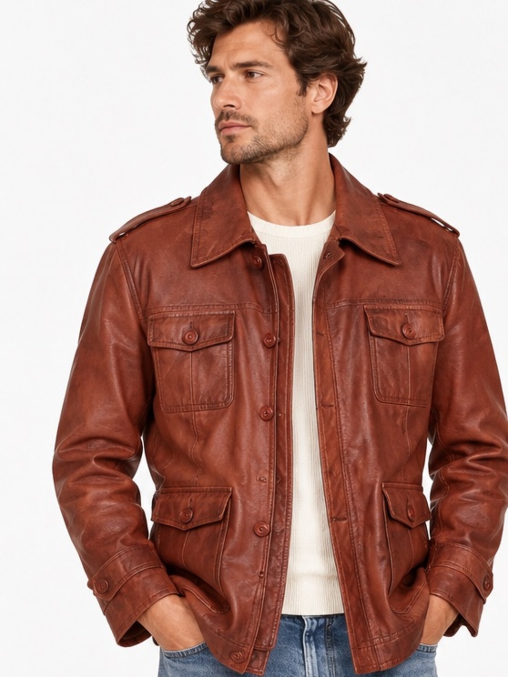 Vintage Coffman’s Men’s Calf Leather Safari Jacket Made in Spain Size 42
